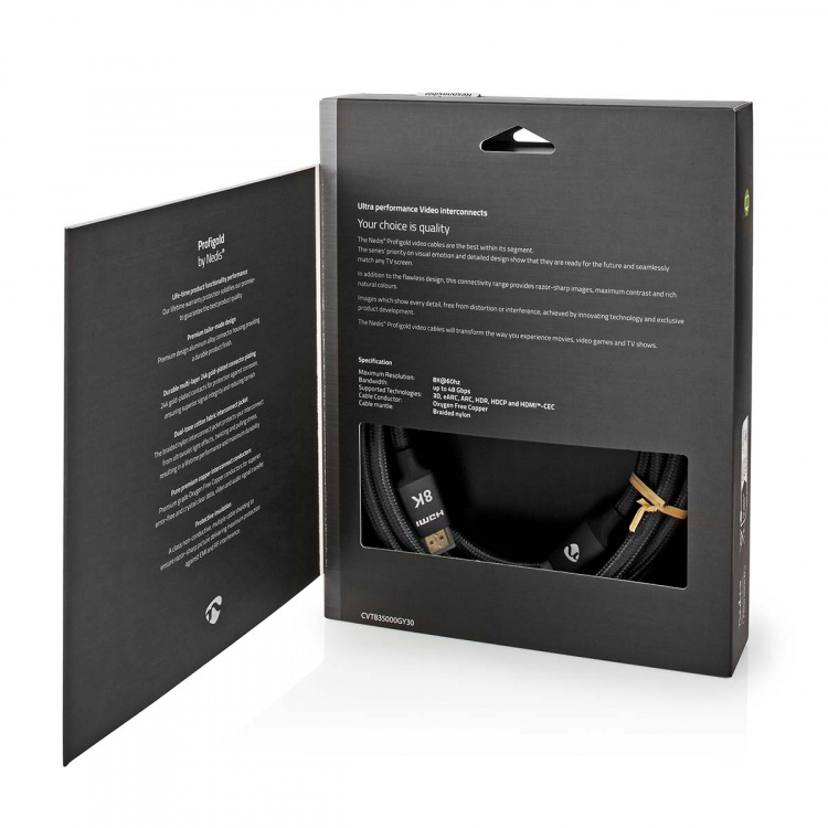 Nedis Ultra High Speed HDMI™ Cable | HDMI™ Connector | HDMI™ Connector | 8K@60Hz | 48 Gbps | 3.00 m | Round | 6.7 mm | Gun Metal Grey | Cover Window Box Nedis Ultra High Speed HDMI™ Cable | HDMI™ Connector | HDMI™ Connector | 8K@60Hz | 48 Gbps | 3.00 m | Round | 6.7 mm | Gun Metal Grey | Cover Window Box