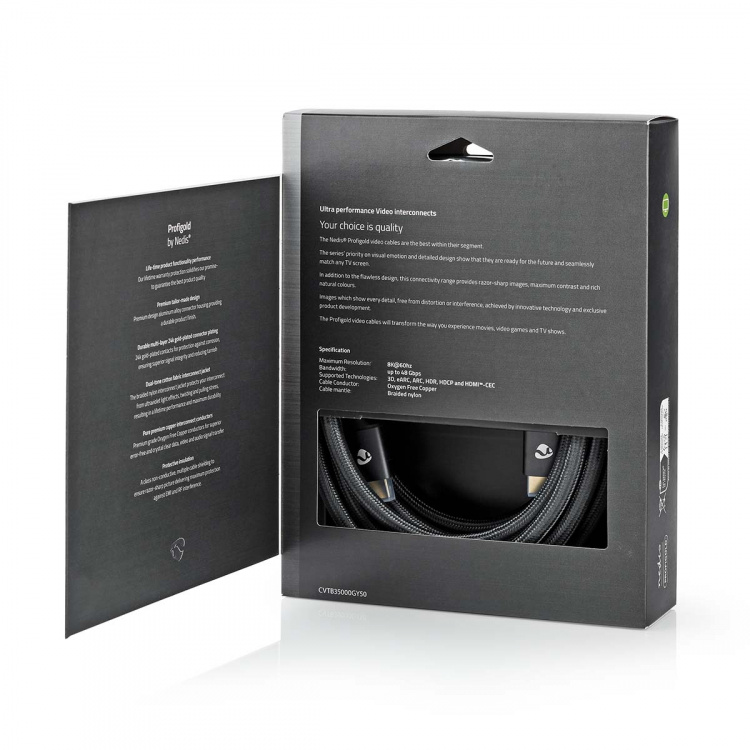 Nedis Ultra High Speed HDMI™ Cable | HDMI™ Connector | HDMI™ Connector | 8K@60Hz | 48 Gbps | 5.00 m | Round | 6.7 mm | Gun Metal Grey | Cover Window Box Nedis Ultra High Speed HDMI™ Cable | HDMI™ Connector | HDMI™ Connector | 8K@60Hz | 48 Gbps | 5.00 m | Round | 6.7 mm | Gun Metal Grey | Cover Window Box