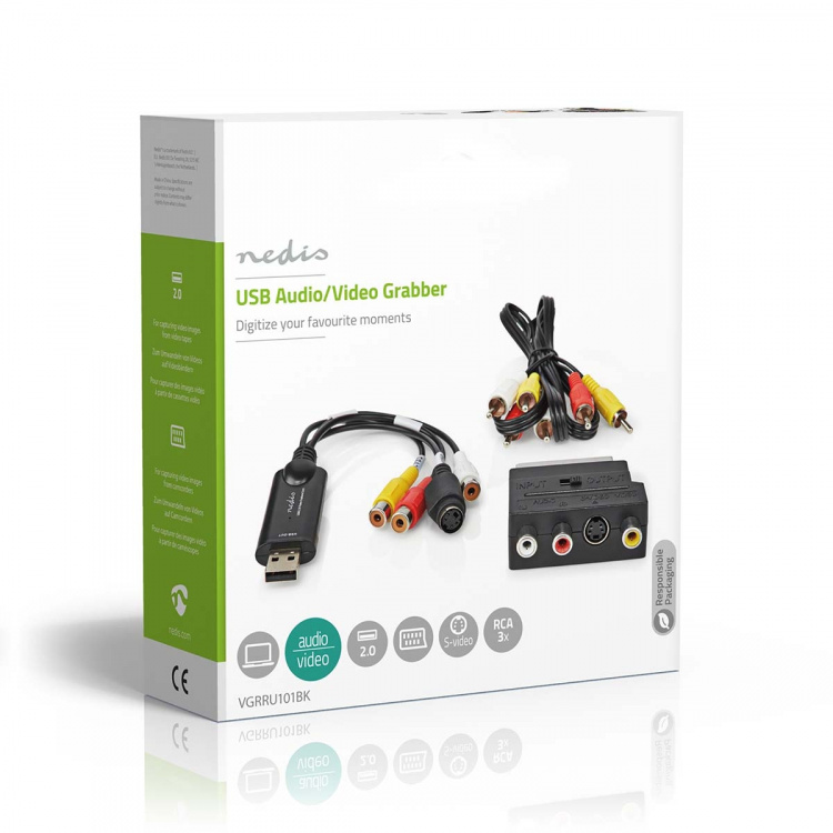 Nedis Video Grabber | USB 2.0 | 480p | A/V Cable / Scart Nedis Video Grabber | USB 2.0 | 480p | A/V Cable / Scart