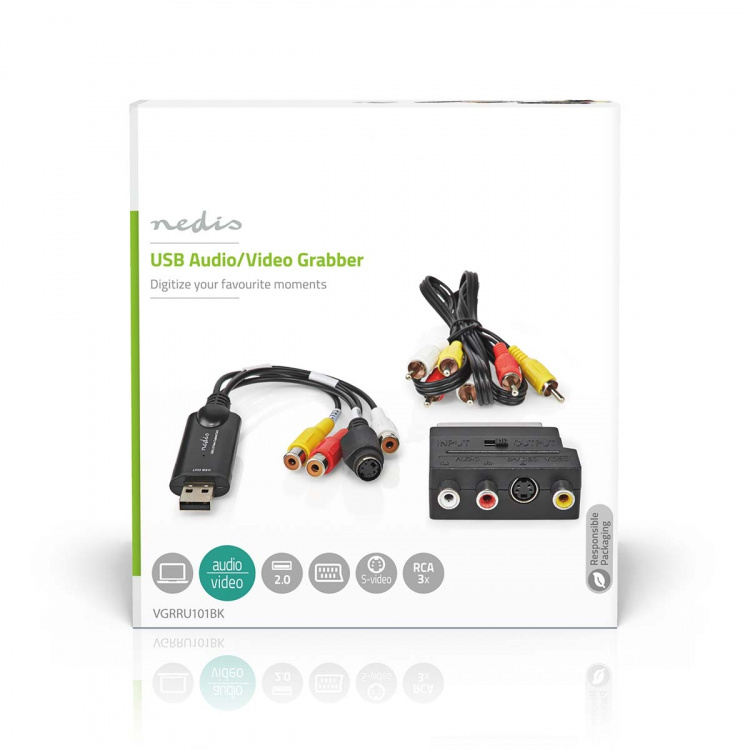 Nedis Video Grabber | USB 2.0 | 480p | A/V Cable / Scart Nedis Video Grabber | USB 2.0 | 480p | A/V Cable / Scart