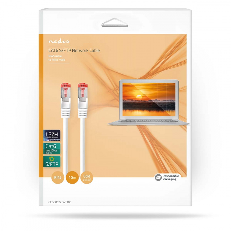 Nedis CAT6 Cable | RJ45 Male | RJ45 Male | S/FTP | 10.0 m | Indoor | Round | LSZH | White | Box Nedis CAT6 Cable | RJ45 Male | RJ45 Male | S/FTP | 10.0 m | Indoor | Round | LSZH | White | Box