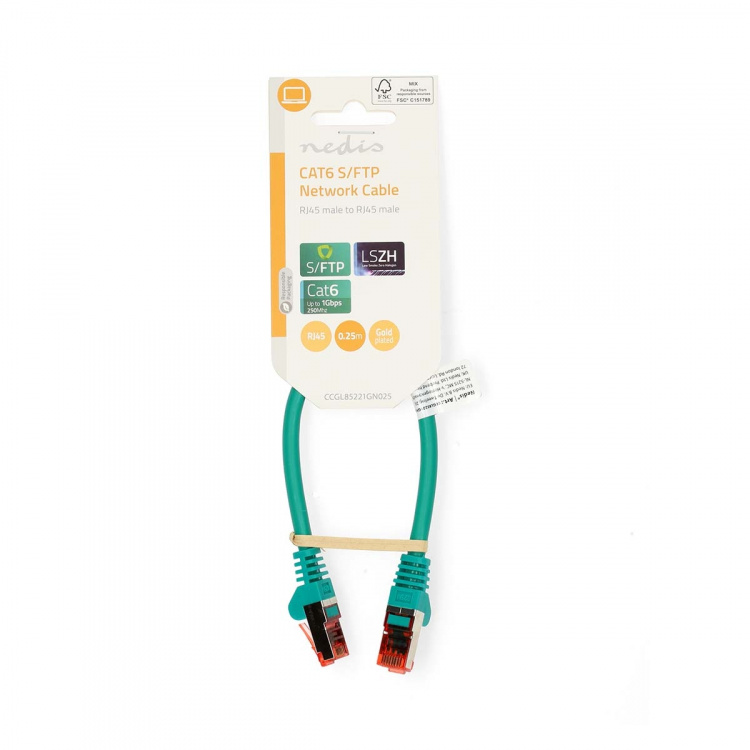 Nedis CAT6 Cable | RJ45 Male | RJ45 Male | S/FTP | 0.25 m | Round | LSZH | Green | Label Nedis CAT6 Cable | RJ45 Male | RJ45 Male | S/FTP | 0.25 m | Round | LSZH | Green | Label