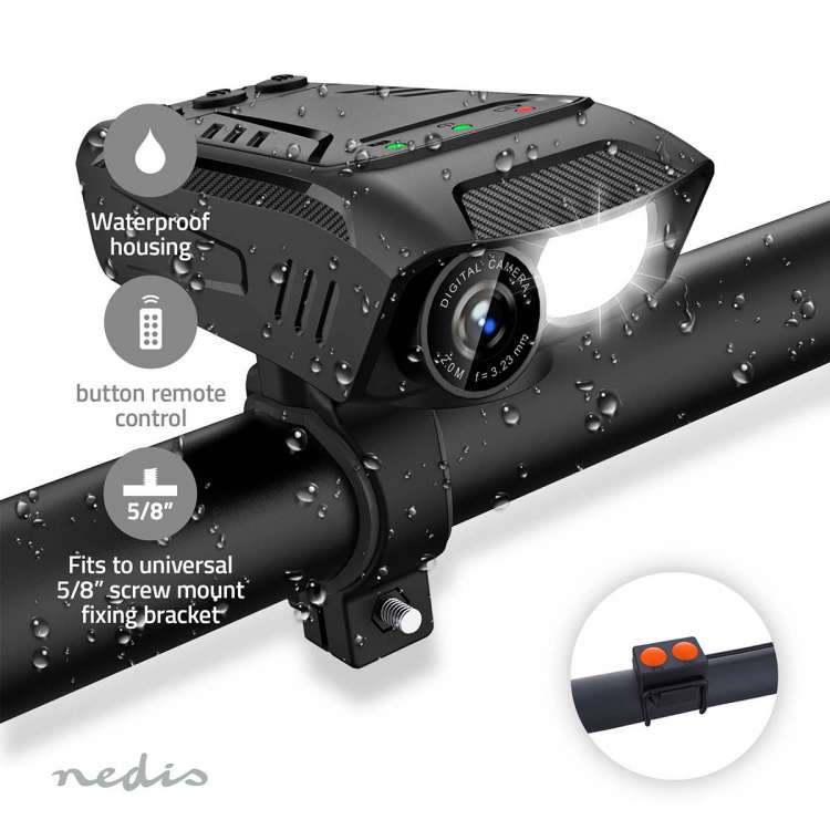 Nedis Cycling Camera | 1080p@30fps | 2 MPixel | 600 min | 70 ° | 300 min | Mounts included | Black Nedis Cycling Camera | 1080p@30fps | 2 MPixel | 600 min | 70 ° | 300 min | Mounts included | Black