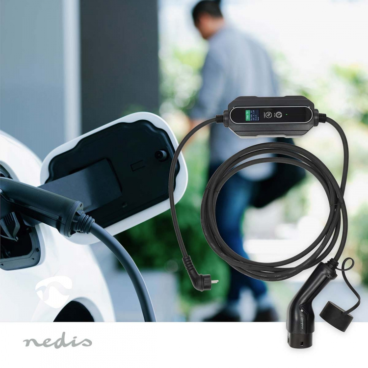Nedis Electric Vehicle Portable Charger | AT-N05V3V3-F 3G1.5 | 1380 / 2300 / 3680 W | 6 / 8 / 10 / 13 / 16 A | 1 Phase | 5.00 m | Black | Gift Box