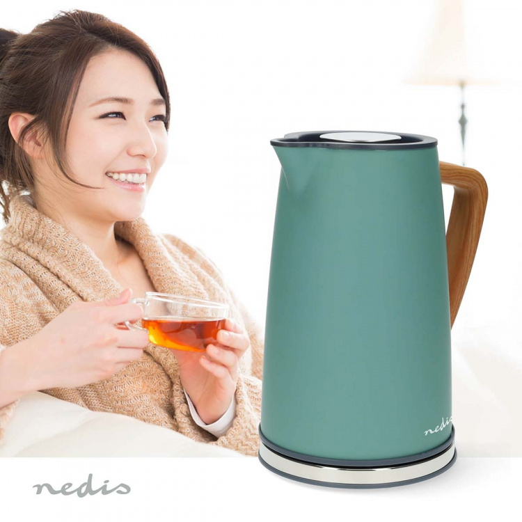 Nedis Electric Kettle | 1.7 l | Soft-Touch | Green | Rotatable 360 degrees | Concealed heating element | Strix® controller | Boil-dry protection Nedis Electric Kettle | 1.7 l | Soft-Touch | Green | Rotatable 360 degrees | Concealed heating element | Strix® controller | Boil-dry protection