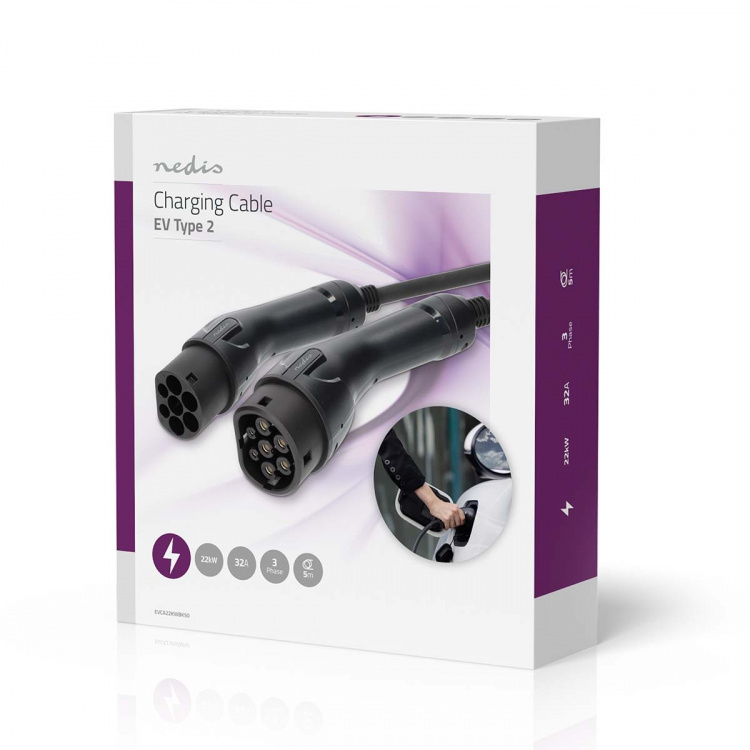 Nedis Electric Vehicle Cable | Cable Type 2 | 32 A | 22000 W | 3-Phases | 5.00 m | Black | Gift Box