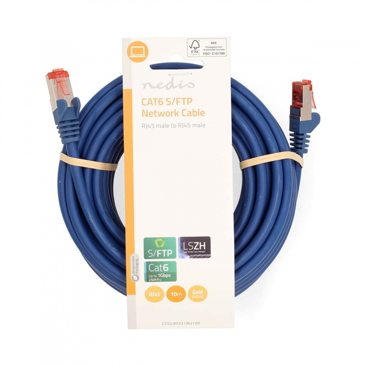 Nedis CAT6 Cable | RJ45 Male | RJ45 Male | S/FTP | 10.0 m | Round | LSZH | Blue | Label Nedis CAT6 Cable | RJ45 Male | RJ45 Male | S/FTP | 10.0 m | Round | LSZH | Blue | Label