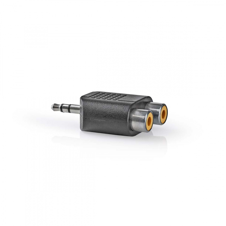 Nedis Stereo Audio Adapter | 3.5 mm Male | 2x RCA Female | Nickel Plated | Straight | ABS | Black | 1 pcs | Box
