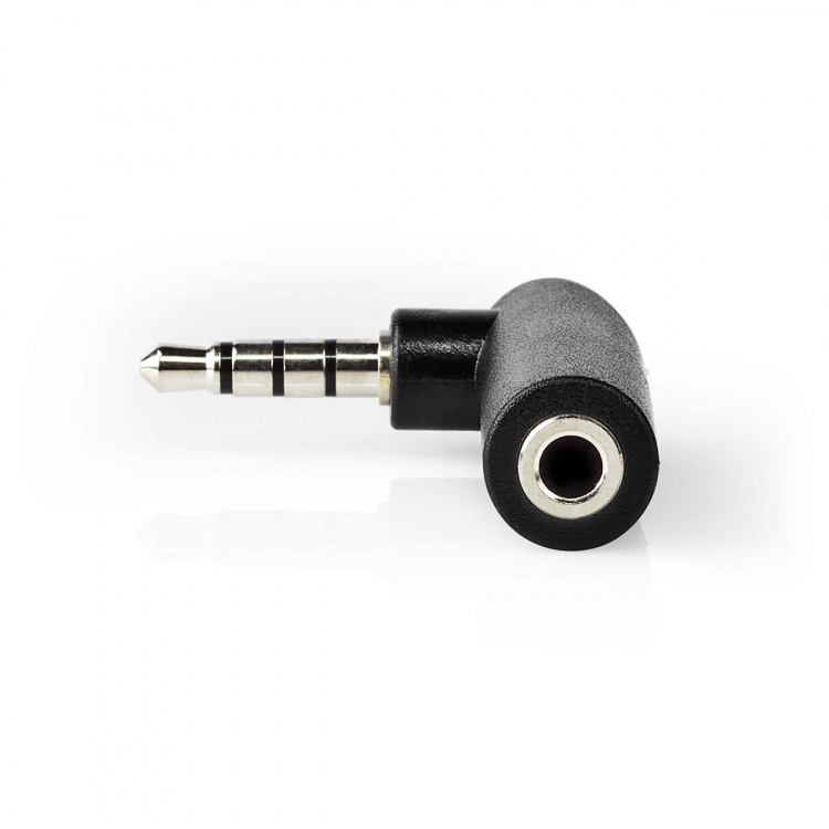 Nedis Stereo Audio Adapter | 3.5 mm Male | 3.5 mm Female | Nickel Plated | Angled 90° | Metal | Black | 1 pcs | Box