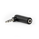 Nedis Stereo Audio Adapter | 3.5 mm Male | 3.5 mm Female | Nickel Plated | Angled 90° | Metal | Black | 1 pcs | Box