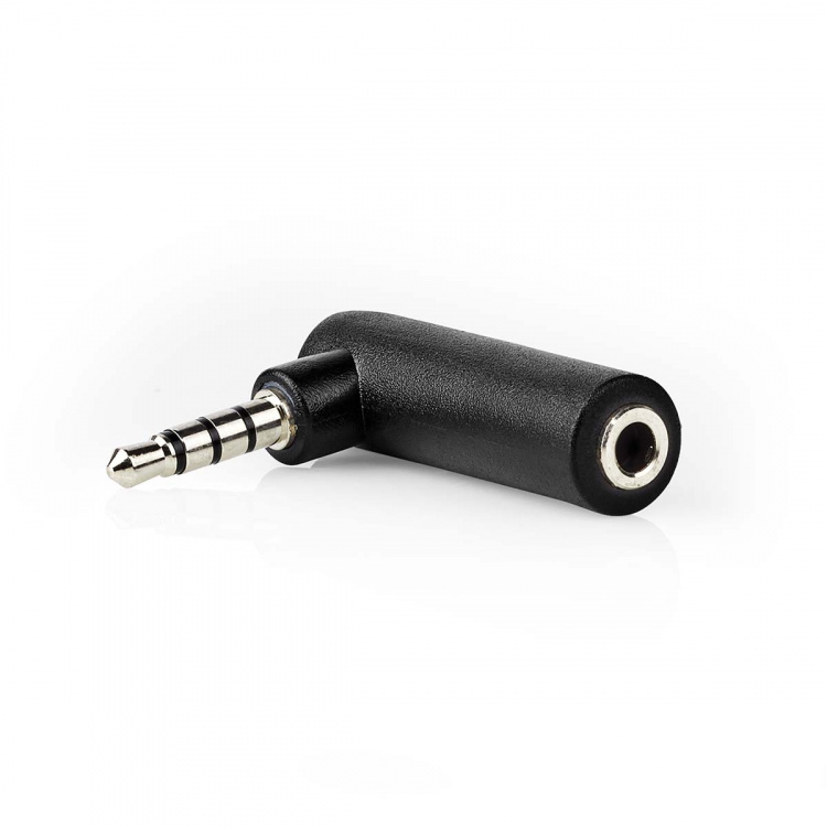 Nedis Stereo Audio Adapter | 3.5 mm Male | 3.5 mm Female | Nickel Plated | Angled 90° | Metal | Black | 1 pcs | Box