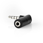 Nedis Stereo Audio Adapter | 3.5 mm Male | 3.5 mm Female | Nickel Plated | Angled 90° | Metal | Black | 1 pcs | Box