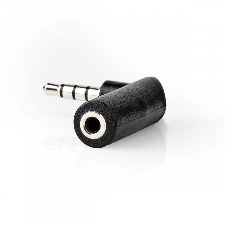 Nedis Stereo Audio Adapter | 3.5 mm Male | 3.5 mm Female | Nickel Plated | Angled 90° | Metal | Black | 1 pcs | Box