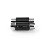 Nedis Stereo Audio Adapter | 2x RCA Female | 2x RCA Female | Nickel Plated | Straight | ABS | Black | 1 pcs | Box