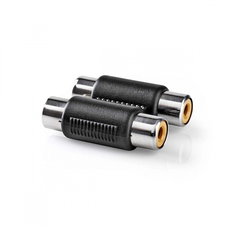 Nedis Stereo Audio Adapter | 2x RCA Female | 2x RCA Female | Nickel Plated | Straight | ABS | Black | 1 pcs | Box