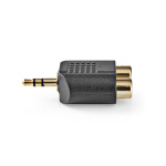 Nedis Stereo Audio Adapter | 3.5 mm Male | 2x RCA Female | Gold Plated | Straight | ABS | Black | 10 pcs | Envelope