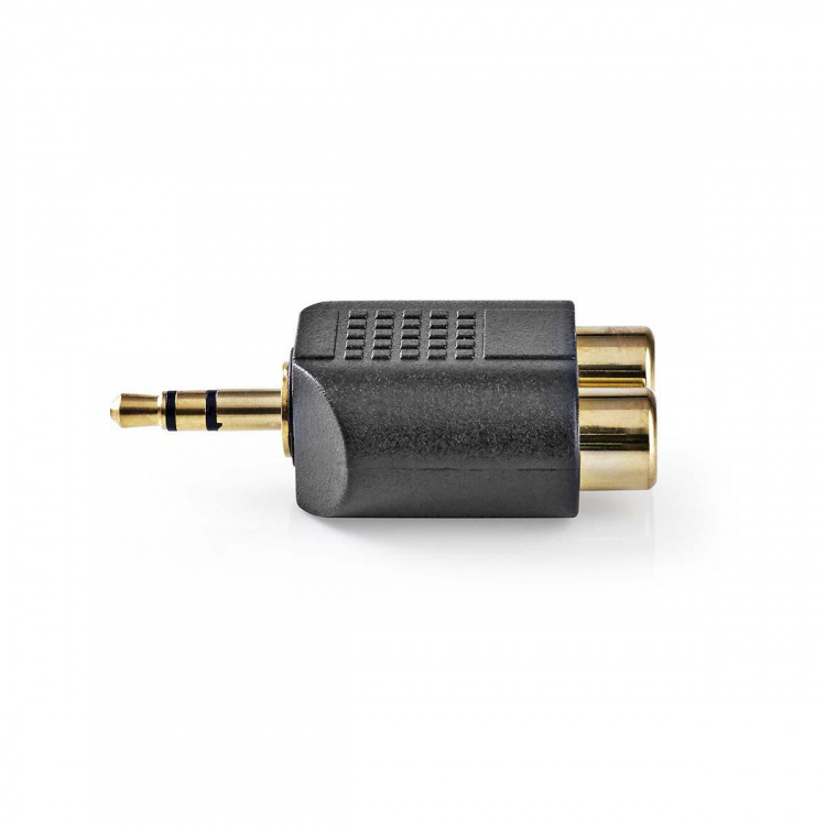 Nedis Stereo Audio Adapter | 3.5 mm Male | 2x RCA Female | Gold Plated | Straight | ABS | Black | 10 pcs | Envelope