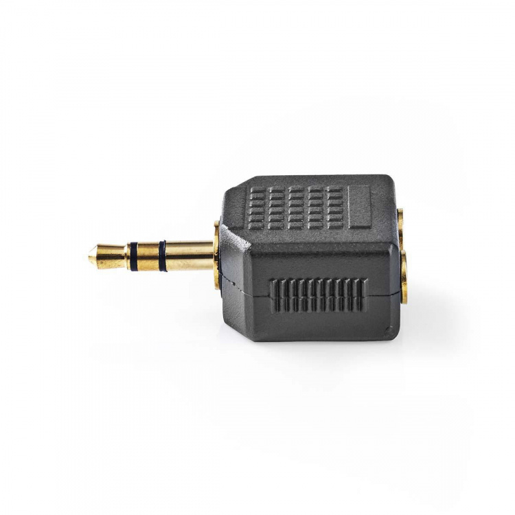 Nedis Stereo Audio Adapter | 3.5 mm Male | 2x 3.5 mm Female | Gold Plated | Straight | ABS | Black | 10 pcs | Polybag