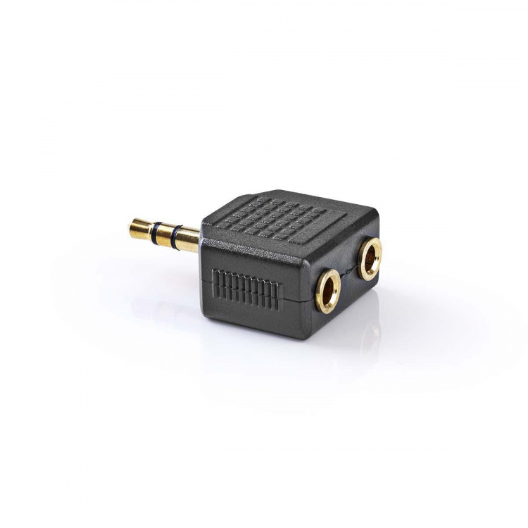 Nedis Stereo Audio Adapter | 3.5 mm Male | 2x 3.5 mm Female | Gold Plated | Straight | ABS | Black | 10 pcs | Polybag