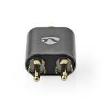 Nedis Stereo Audio Adapter | 2x RCA Male | 3.5 mm Female | Gold Plated | Straight | Aluminium | Gun Metal Grey | 1 pcs | Cover Window Box