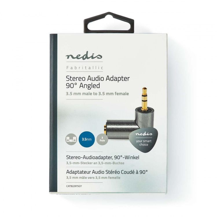 Nedis Stereo Audio Adapter | 3.5 mm Male | 3.5 mm Female | Gold Plated | Straight | Metal | Gold / Gun Metal Grey | 1 pcs | Cover Window Box