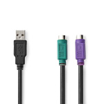 Nedis 2-in-1 Cable | USB 2.0 | USB-A Male | 2x PS/2 Female | 480 Mbps | 0.30 m | Nickel Plated | Round | PVC | Black | Box Nedis 2-in-1 Cable | USB 2.0 | USB-A Male | 2x PS/2 Female | 480 Mbps | 0.30 m | Nickel Plated | Round | PVC | Black | Box