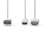 Nedis 2-in-1 Cable | USB 2.0 | USB-A Male | Apple Lightning 8-Pin / USB Micro-B Male | 480 Mbps | 1.00 m | Nickel Plated | Round | PVC | White | Polybag Nedis 2-in-1 Cable | USB 2.0 | USB-A Male | Apple Lightning 8-Pin / USB Micro-B Male | 480 Mbps | 1.00 m | Nickel Plated | Round | PVC | White | Polybag