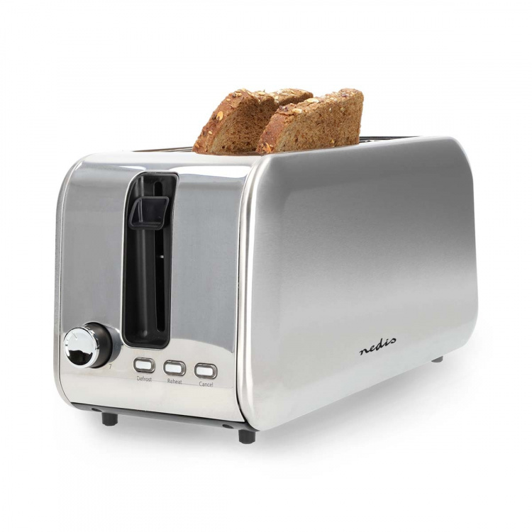 Nedis Toaster | 2 Long Slots | Browning levels: 7 | Defrost feature | Aluminium / Silver
