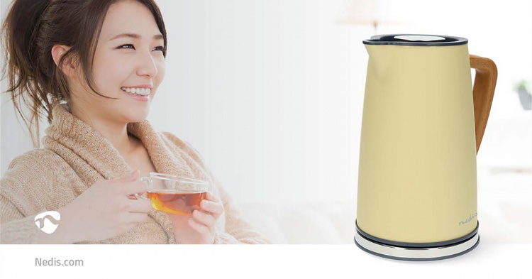 Nedis Electric Kettle | 1.7 l | Soft-Touch | Yellow | Rotatable 360 degrees | Concealed heating element | Strix® controller | Boil-dry protection Nedis Electric Kettle | 1.7 l | Soft-Touch | Yellow | Rotatable 360 degrees | Concealed heating element | Strix® controller | Boil-dry protection