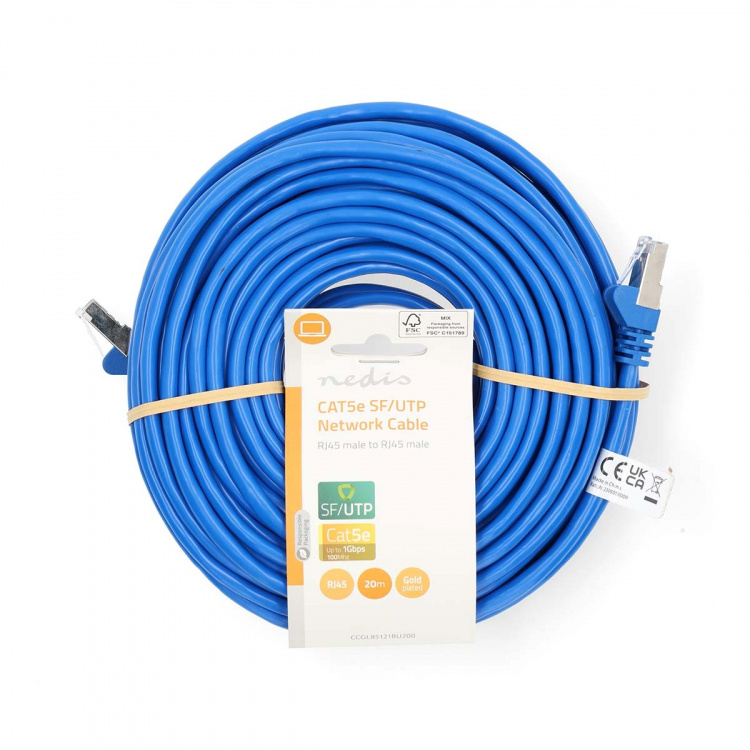 Nedis CAT5e Cable | SF/UTP | RJ45 Male | RJ45 Male | 20.0 m | Round | PVC | Blue | Label Nedis CAT5e Cable | SF/UTP | RJ45 Male | RJ45 Male | 20.0 m | Round | PVC | Blue | Label