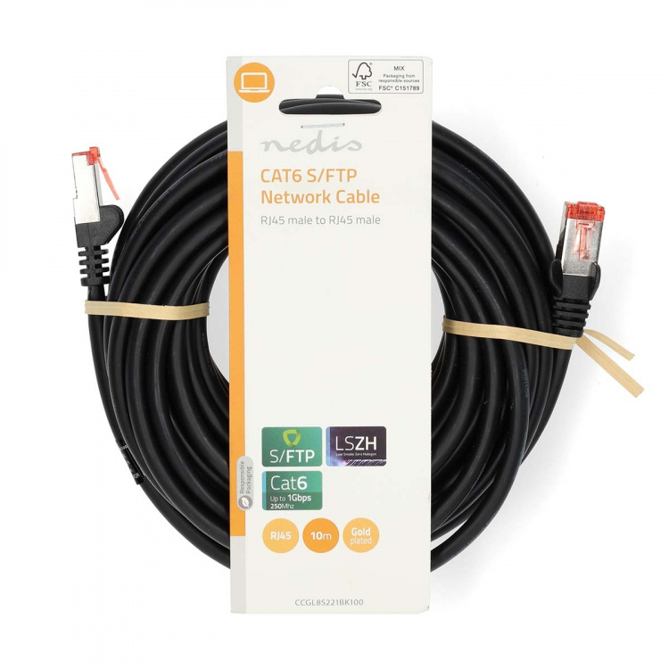 Nedis CAT6 Cable | RJ45 Male | RJ45 Male | S/FTP | 10.0 m | Round | LSZH | Black | Label Nedis CAT6 Cable | RJ45 Male | RJ45 Male | S/FTP | 10.0 m | Round | LSZH | Black | Label