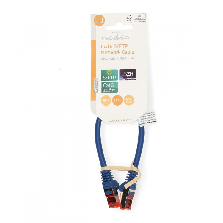 Nedis CAT6 Cable | RJ45 Male | RJ45 Male | S/FTP | 0.25 m | Round | LSZH | Blue | Label Nedis CAT6 Cable | RJ45 Male | RJ45 Male | S/FTP | 0.25 m | Round | LSZH | Blue | Label