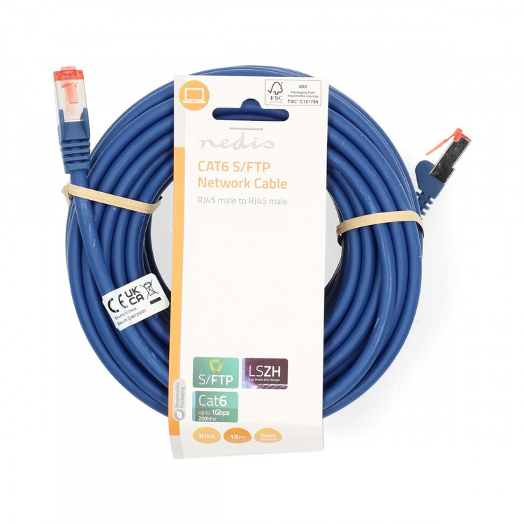 Nedis CAT6 Cable | RJ45 Male | RJ45 Male | S/FTP | 15.0 m | Round | LSZH | Blue | Label
