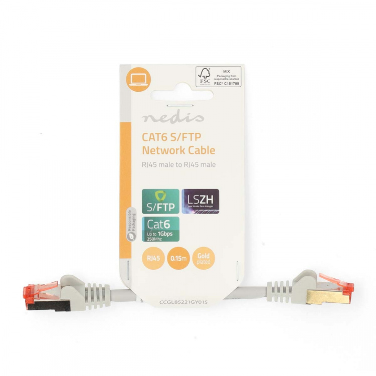 Nedis CAT6 Cable | RJ45 Male | RJ45 Male | S/FTP | 0.15 m | Round | LSZH | Grey | Label