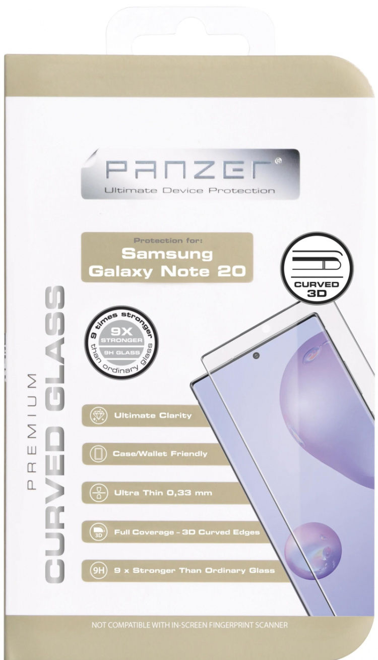 panzer Samsung Galaxy Note 20, Curved Glass, Black