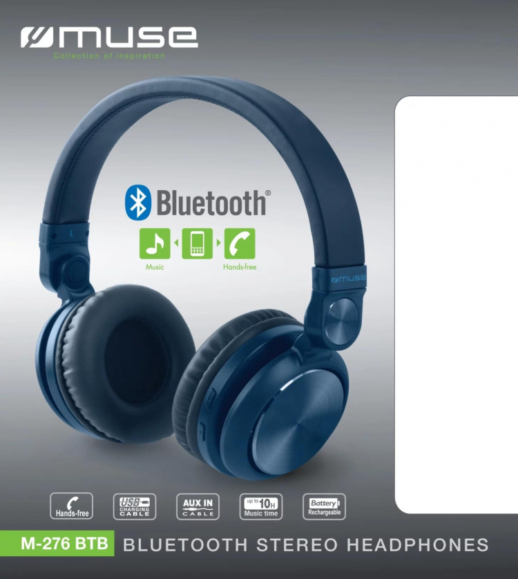 MUSE M-276 BTB Headphones On-ear BT Blue
