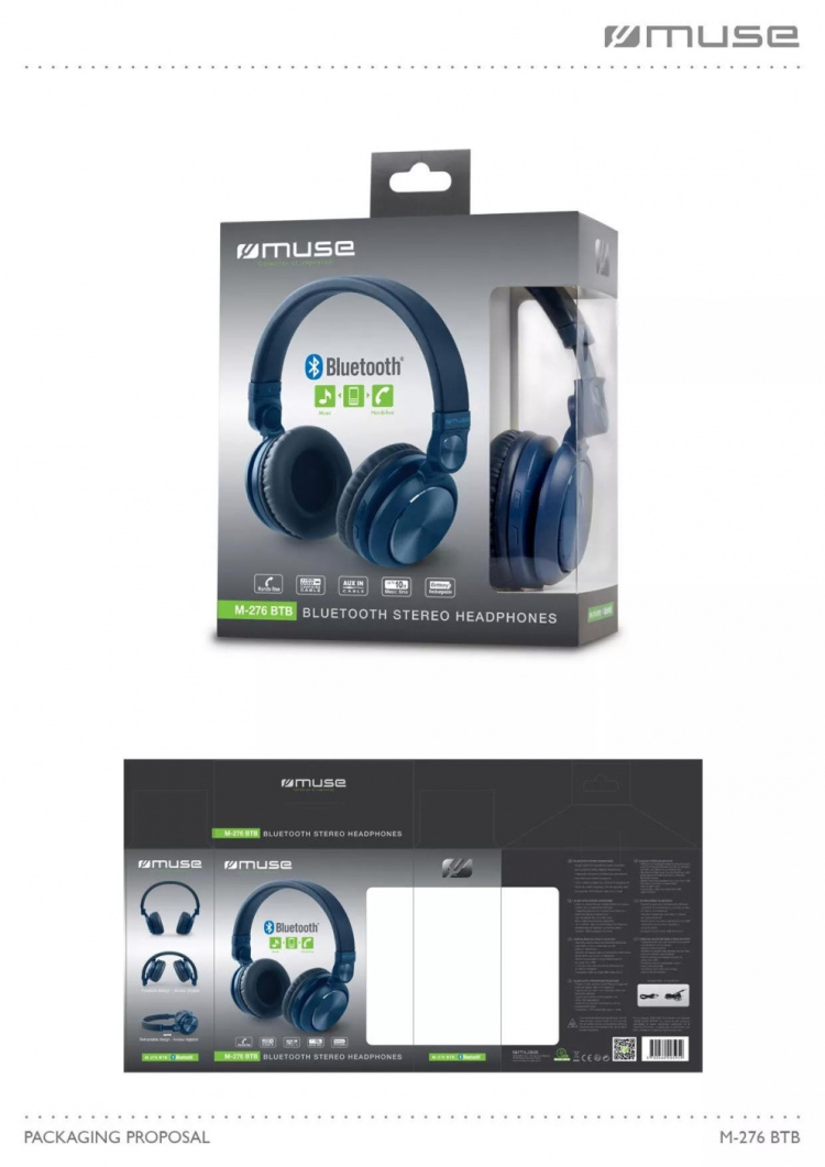 MUSE M-276 BTB Headphones On-ear BT Blue