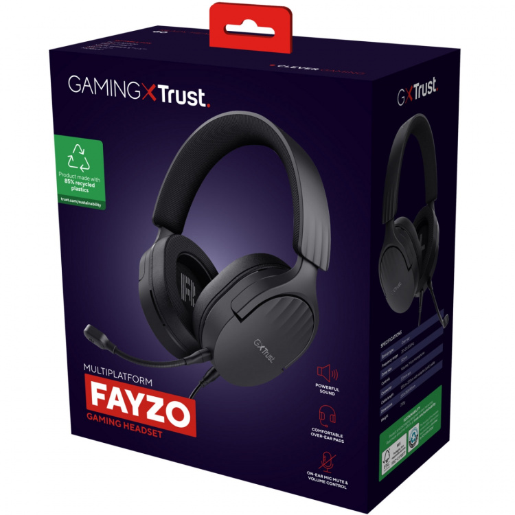 Trust GXT 489 Fayzo Gamingheadset Eco Svart