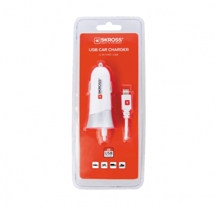 SKROSS USB-billaddare med micro-USB-kabel