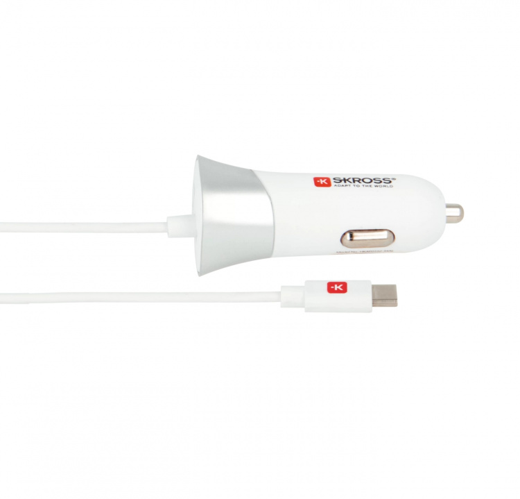SKROSS USB-billaddare med Typ-C-kabel (2.0)