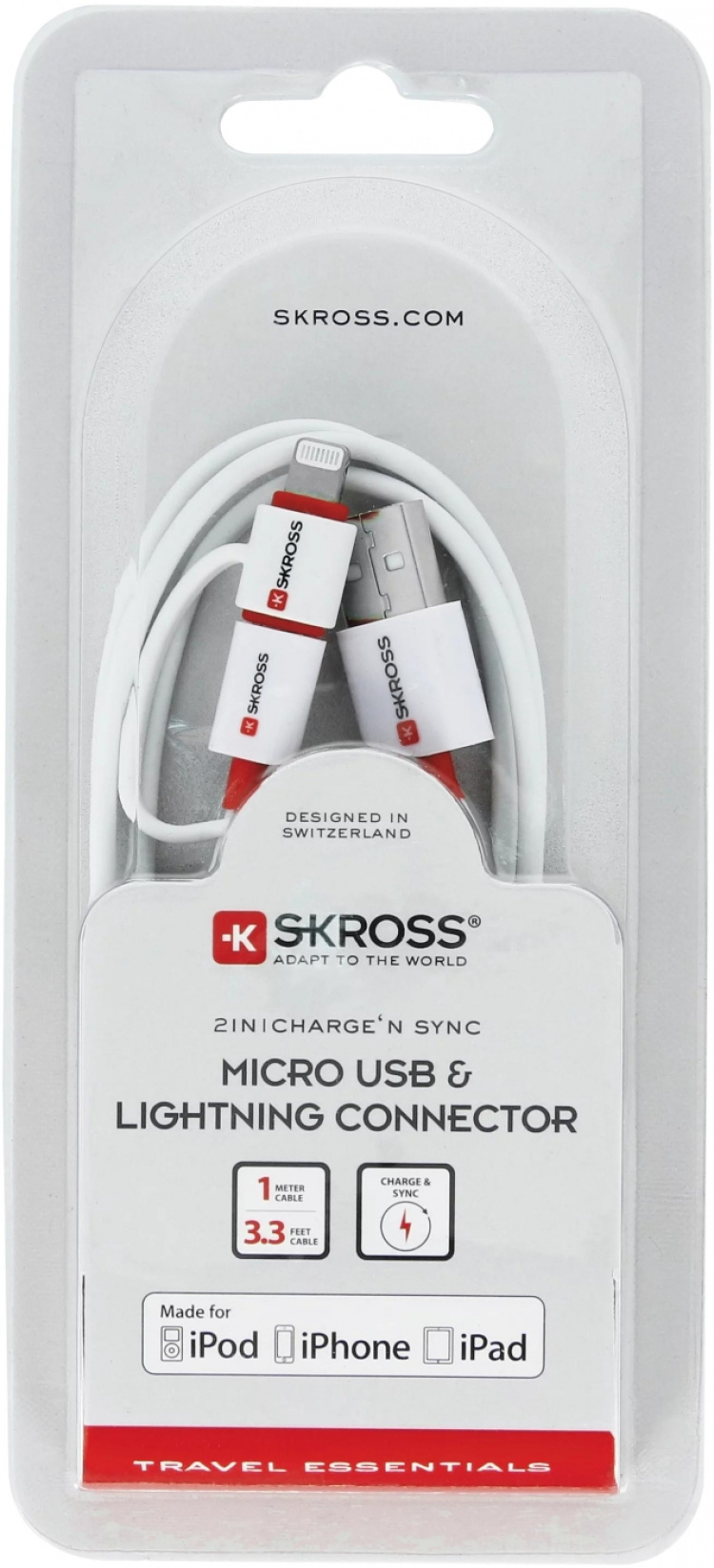 SKROSS Sync/Charge 2in1 MicroUSB & Lightning Connector