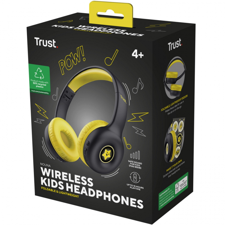 Trust Nouna Trådlösa hörlurar för barn Svart