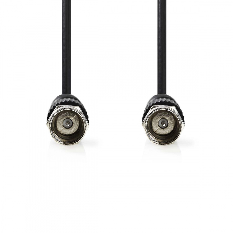 Nedis Satellite & Antenna Cable | F Male | F Male | Nickel Plated | 75 Ohm | Double Shielded | 1.50 m | Round | PVC | Black | Label