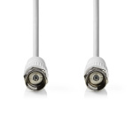 Nedis Satellite & Antenna Cable | F Male | F Male | Nickel Plated | 75 Ohm | Double Shielded | 1.00 m | Round | PVC | White | Label