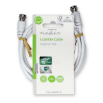 Nedis Satellite & Antenna Cable | F Male | F Male | Nickel Plated | 75 Ohm | Double Shielded | 1.00 m | Round | PVC | White | Label