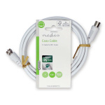 Nedis Satellite & Antenna Cable | F Male | IEC (Coax) Male | Nickel Plated | 75 Ohm | Double Shielded | 1.50 m | Round | PVC | White | Label Nedis Satellite & Antenna Cable | F Male | IEC (Coax) Male | Nickel Plated | 75 Ohm | Double Shielded | 1.50 m | Round | PVC | White | Label