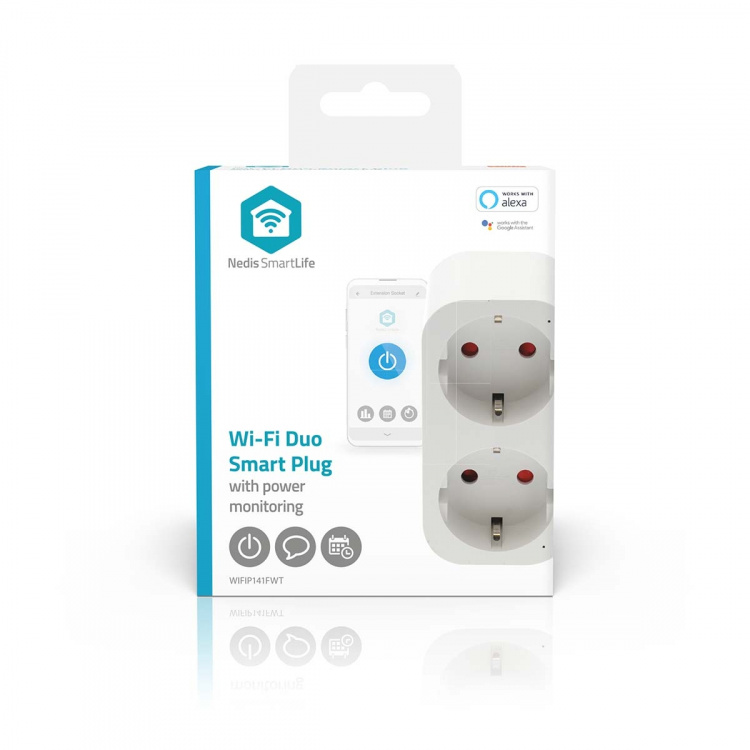 Nedis SmartLife Smart Plug | IP21 | Power meter | 3680 W | Type F (CEE 7/7) | 0 - 55 °C | Android™ / IOS | 2-Way | White | 1 pcs