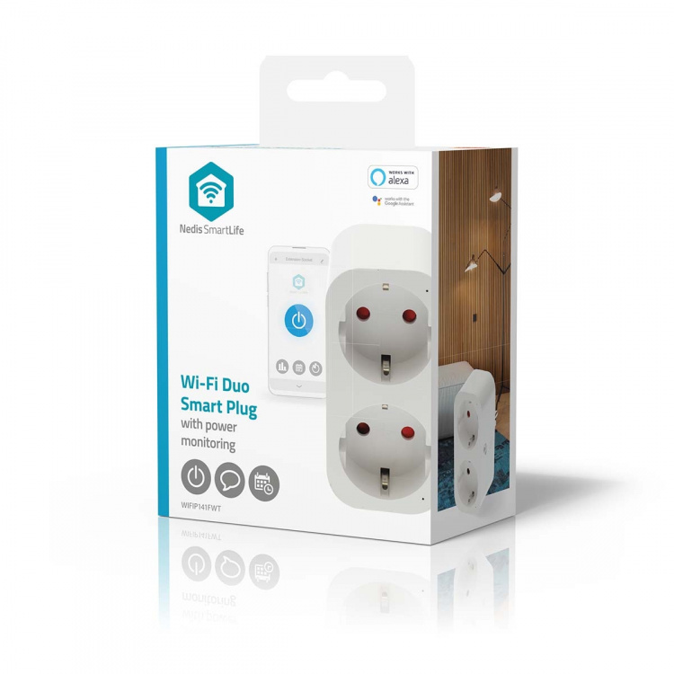 Nedis SmartLife Smart Plug | IP21 | Power meter | 3680 W | Type F (CEE 7/7) | 0 - 55 °C | Android™ / IOS | 2-Way | White | 1 pcs