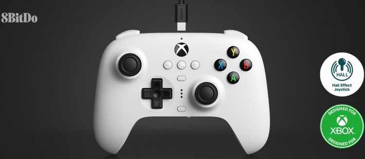 8BitDo Ultimate Wired Controller - Hall Edition trådlös spelkontroll, vit, Xbox / PC 8BitDo Ultimate Wired Controller - Hall Edition trådlös spelkontroll, vit, Xbox / PC