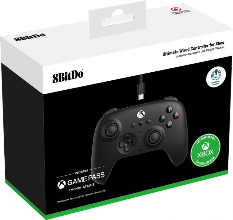 8BitDo Ultimate Wired Controller - Hall Edition trådlös spelkontroll, svart, Xbox / PC 8BitDo Ultimate Wired Controller - Hall Edition trådlös spelkontroll, svart, Xbox / PC